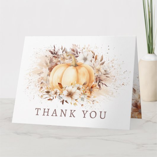 甘い小さなかぼちゃの中性の赤ちゃんシャワー折り畳み サンキューカード (正面)