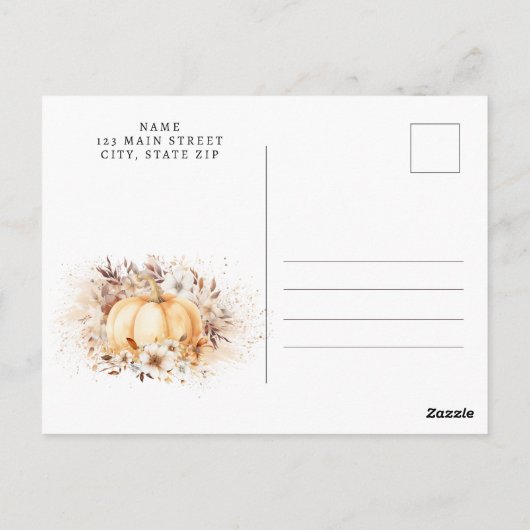 甘い小さなかぼちゃの中性の赤ちゃんシャワー ポストカード (裏面)