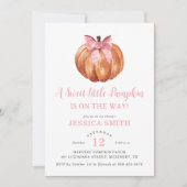 甘い小さなかぼちゃの女の子の赤ちゃんシャワーの招待 招待状 (正面)