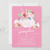 甘い小さなかぼちゃの女の子の赤ちゃんシャワー 招待状 (正面)