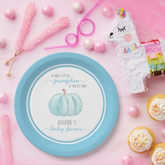 甘い小さなかぼちゃの水の色ブルーベビーシャワー ペーパープレート (パーティー)