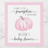 甘い小さなかぼちゃの水の色ベビーガールシャワー ワインラベル (シングルラベル)