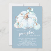 甘い小さなかぼちゃの男の子赤ちゃんシャワー 招待状 (正面)