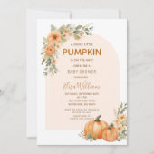 甘い小さなかぼちゃの秋のフローラ赤ちゃんシャワー 招待状 (正面)