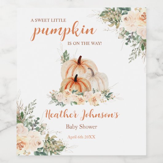 甘い小さなかぼちゃの秋の赤ちゃんシャワーラベル ワインラベル (シングルラベル)