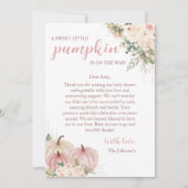 甘い小さなかぼちゃの秋の赤ちゃんシャワー サンキューカード (正面)