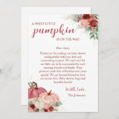 甘い小さなかぼちゃの秋の赤ちゃんシャワー サンキューカード (正面/裏面)