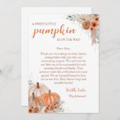 甘い小さなかぼちゃの秋の赤ちゃんシャワー サンキューカード (正面/裏面)