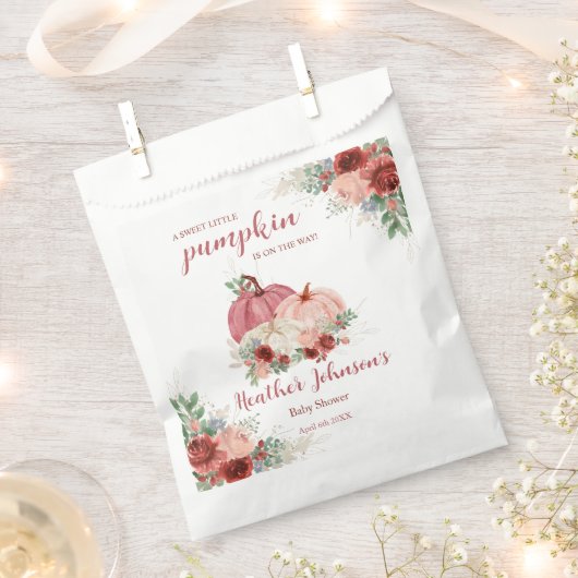 甘い小さなかぼちゃの秋の赤ちゃんシャワー フェイバーバッグ (クリップ留めされた状態)