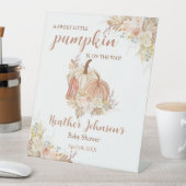 甘い小さなかぼちゃの秋の赤ちゃんシャワー 台座サイン (インサイチュ)