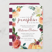 甘い小さなかぼちゃの秋の赤ちゃんシャワー 招待状 (正面/裏面)