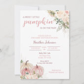 甘い小さなかぼちゃの秋の赤ちゃんシャワー 招待状 (正面)