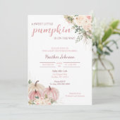 甘い小さなかぼちゃの秋の赤ちゃんシャワー 招待状 (スタンド正面)