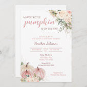 甘い小さなかぼちゃの秋の赤ちゃんシャワー 招待状 (正面/裏面)
