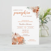 甘い小さなかぼちゃの秋の赤ちゃんシャワー 招待状 (スタンド正面)