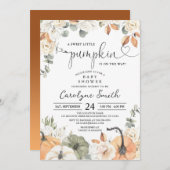 甘い小さなかぼちゃの秋ベビーシャワー招待状 招待状 (正面/裏面)