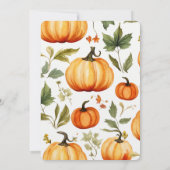 甘い小さなかぼちゃの紅葉赤ちゃんシャワー 招待状 (裏面)
