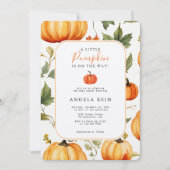甘い小さなかぼちゃの紅葉赤ちゃんシャワー 招待状 (正面)