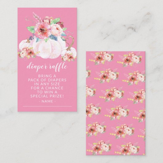 甘い小さなかぼちゃの赤ちゃんシャワーおむつラッフル エンクロージャーカード (正面/裏面)