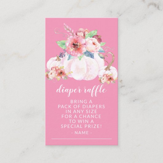 甘い小さなかぼちゃの赤ちゃんシャワーおむつラッフル エンクロージャーカード (正面)