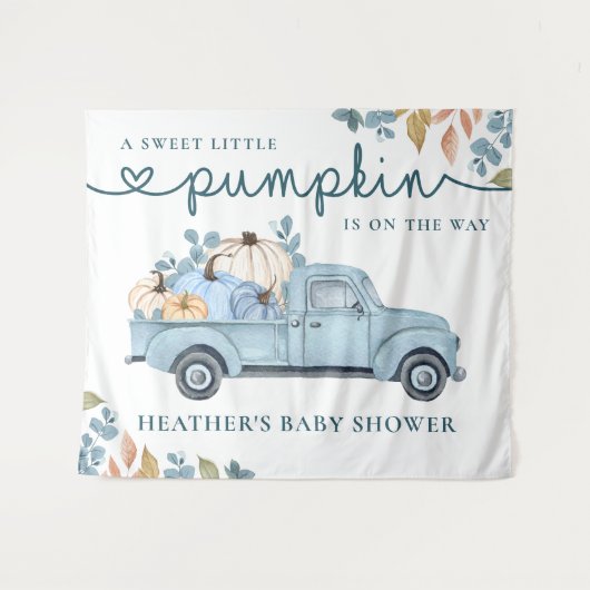 甘い小さなかぼちゃの赤ちゃんシャワーの背景 タペストリー (正面(横))