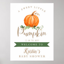 甘い小さなかぼちゃの赤ちゃんシャワーへようこそ ポスター