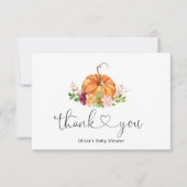 甘い小さなかぼちゃの赤ちゃんシャワーサンキューカード カード (正面)
