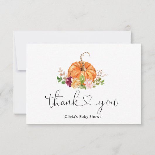 甘い小さなかぼちゃの赤ちゃんシャワーサンキューカード カード