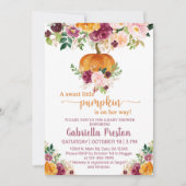 甘い小さなかぼちゃの赤ちゃんシャワー招待状。 招待状 (正面)