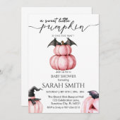 甘い小さなかぼちゃの赤ちゃんシャワー 招待状 (正面/裏面)