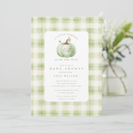 甘い小さなかぼちゃの赤ちゃんシャワー 招待状 (スタンド正面)
