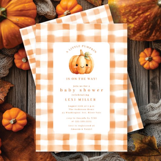 甘い小さなかぼちゃの赤ちゃんシャワー 招待状