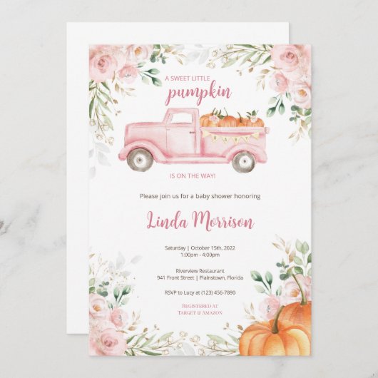 甘い小さなかぼちゃの赤ちゃん 招待状 (正面/裏面)