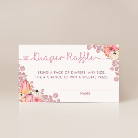 甘い小さなかぼちゃピンク秋おむつラッフル エンクロージャーカード