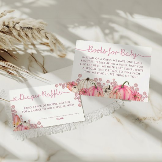 甘い小さなかぼちゃピンク秋おむつラッフル エンクロージャーカード