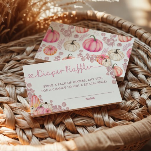 甘い小さなかぼちゃピンク秋おむつラッフル エンクロージャーカード