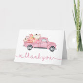 甘い小さなかぼちゃピンク秋の赤ちゃんシャワー サンキューカード (正面)