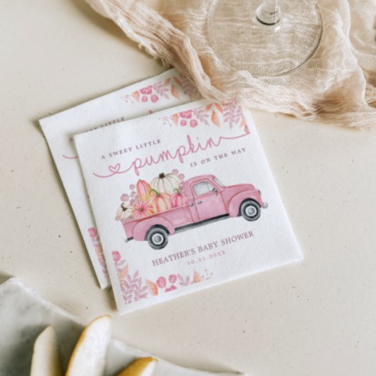 甘い小さなかぼちゃピンク秋の赤ちゃんシャワー スタンダードランチョンナプキン