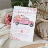 甘い小さなかぼちゃピンク秋の赤ちゃんシャワー 招待状