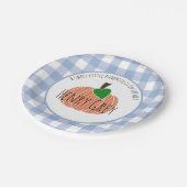 甘い小さなかぼちゃブループレイドベビーシャワーボーイ ペーパープレート (アングル)