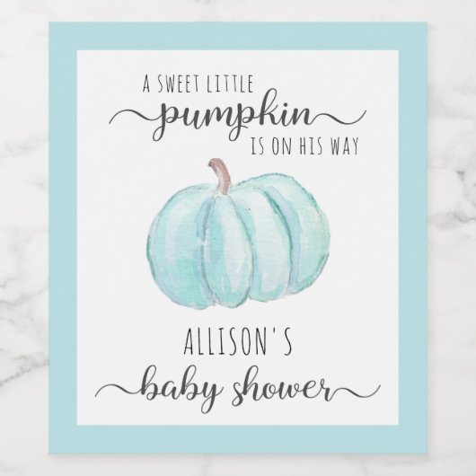 甘い小さなかぼちゃ水カラー男の赤ちゃんシャワー ワインラベル (シングルラベル)