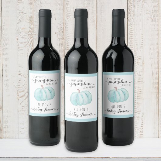 甘い小さなかぼちゃ水カラー男の赤ちゃんシャワー ワインラベル