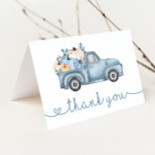 甘い小さなかぼちゃ青い秋の赤ちゃんシャワー サンキューカード