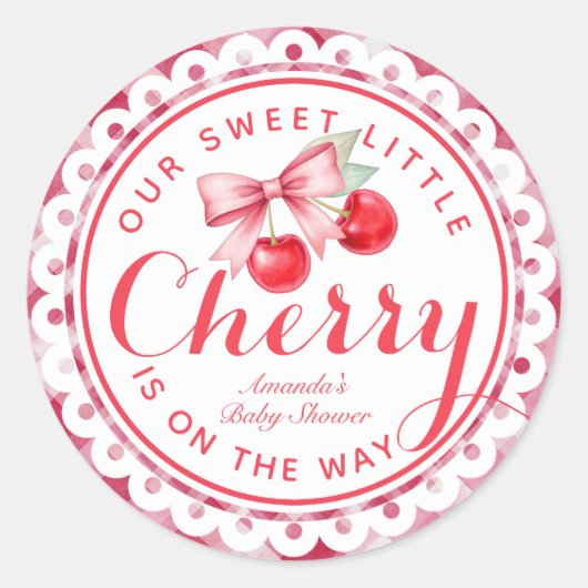 甘い小さなさくらんぼ赤ちゃんシャワーお気に入りシール ラウンドシール (正面)