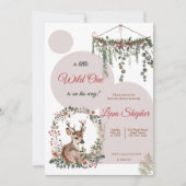 甘い小さなアドベンチャーウッドランドをテーマにした赤ちゃんシャワー 招待状 (正面)