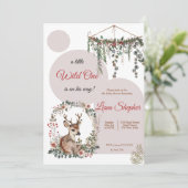 甘い小さなアドベンチャーウッドランドをテーマにした赤ちゃんシャワー 招待状 (スタンド正面)