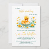 甘い小さなアヒルが赤ちゃんシャワーの途中にある 招待状 (正面)