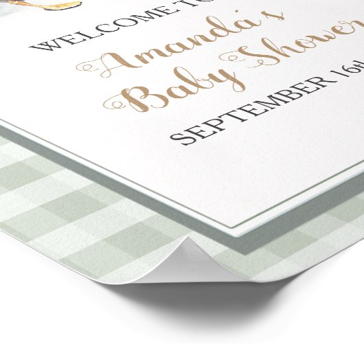 甘い小さなアヒルのギンガムベビーシャワーへようこそ ポスター (角)