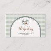 甘い小さなアヒルのギンガムベビーシャワーレジストリ エンクロージャーカード (正面)