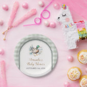 甘い小さなアヒルのマラードギンガムベビーシャワー ペーパープレート (パーティー)